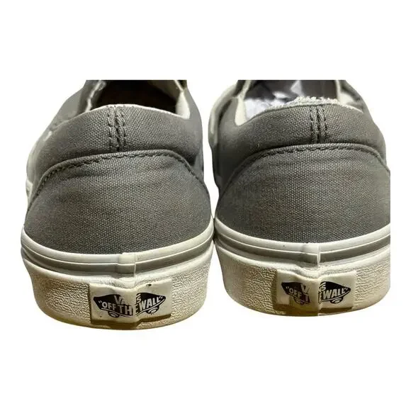 Vans Classic Slip On Light Gray Canvas Sneakers Women's 9 Skate Shoes - Picture 5 of 8